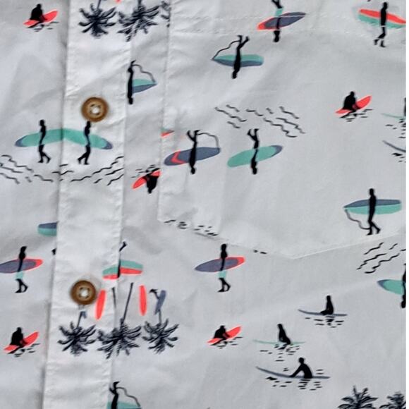 NWT Tucker + Tate Boys Short Sleeve Button Shirt White Surf Print Small 7-8 - Picture 4 of 9